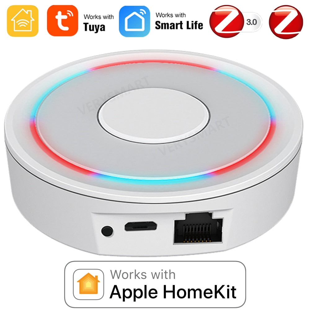 For Homekit Tuya Zigbee 3.0 Gateway Wired Wireless HUB Smart Home Bridge  Smart Life APP Control Works With Alexa Google Home